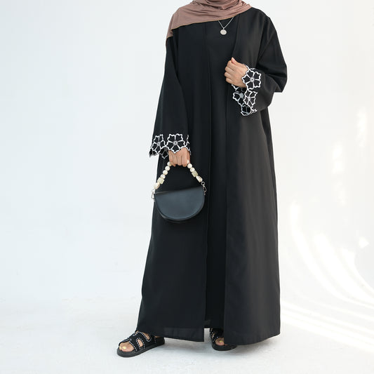 Noor Linen Abaya Set - Black - Nour Modesty