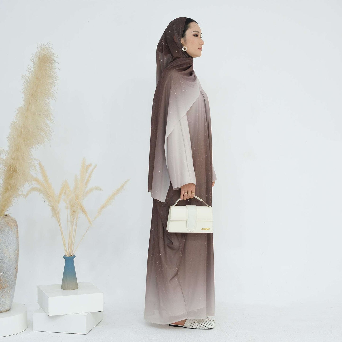 Ombre Sparkly Abaya + Hijab Set Blue