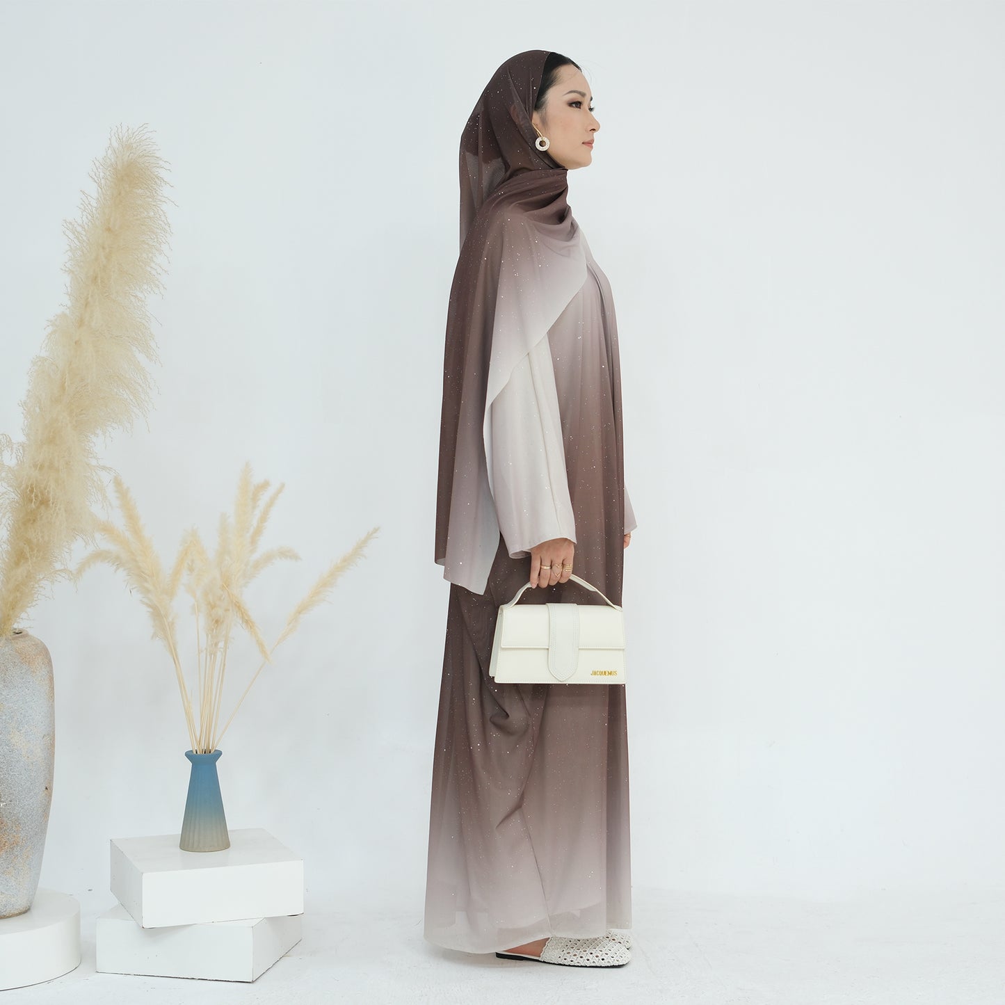Ombre Sparkly Abaya + Hijab Set Green - Nour Modesty