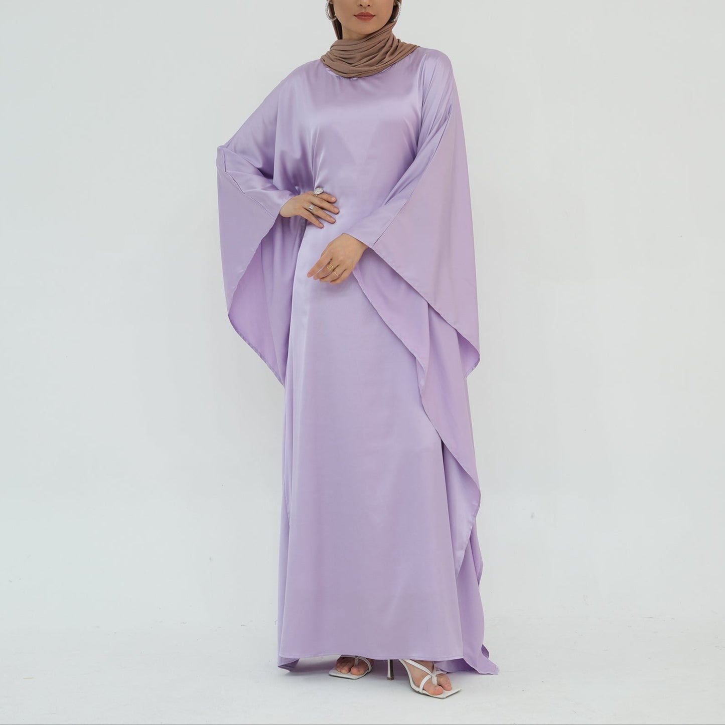 Luxury Silk Butterfly Abaya - Pink - Nour Modesty