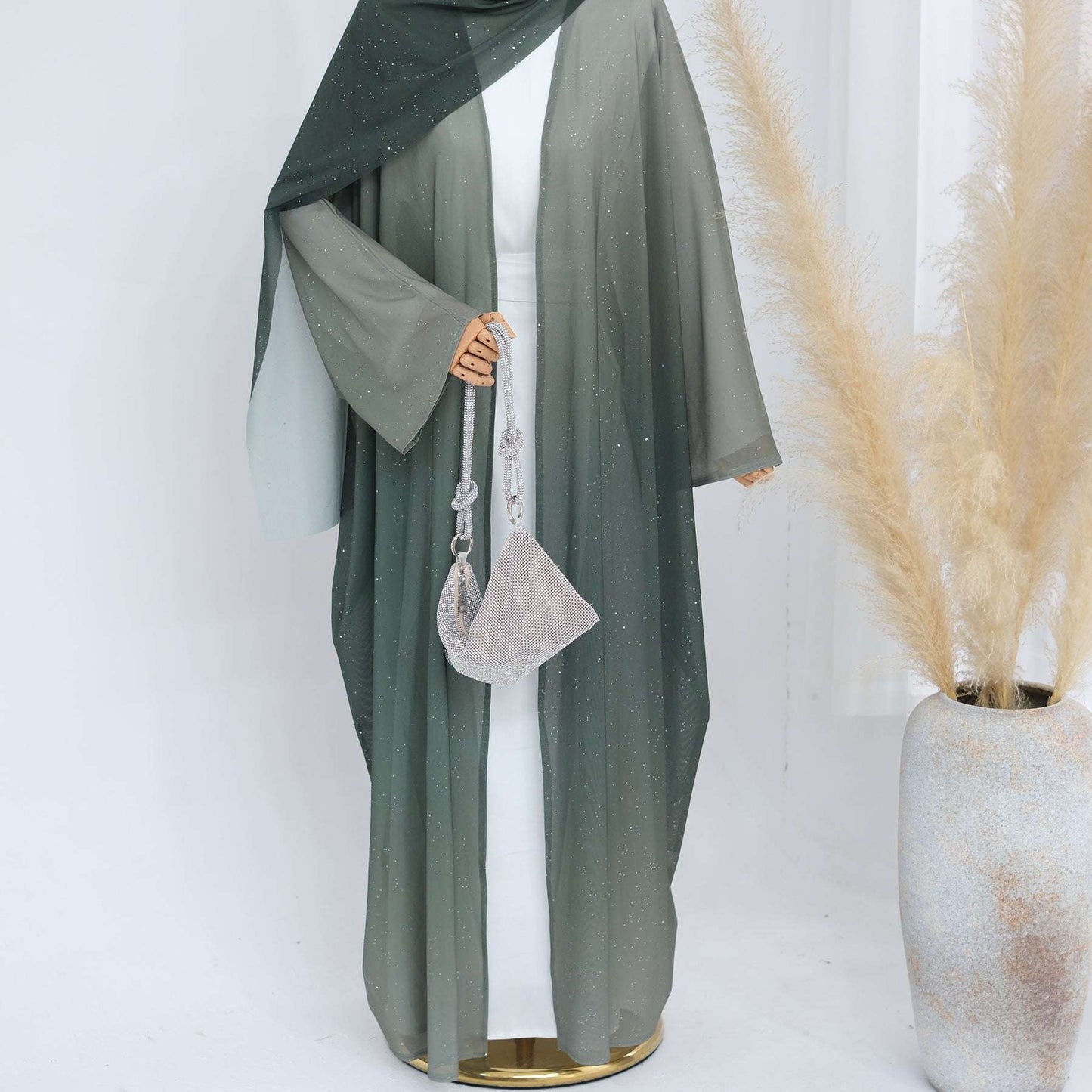 Ombre Sparkly Abaya + Hijab Set Blue