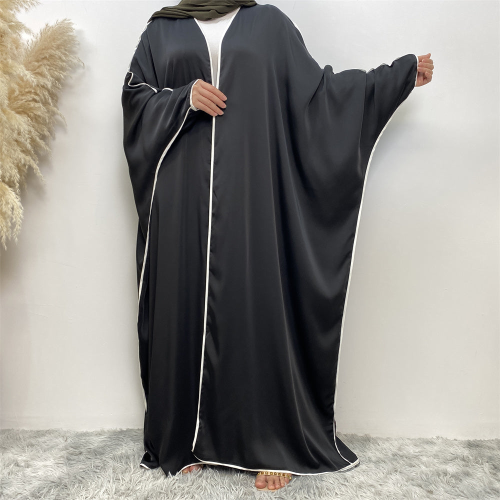 Luxury Satin Open Abaya Gray - Nour Modesty