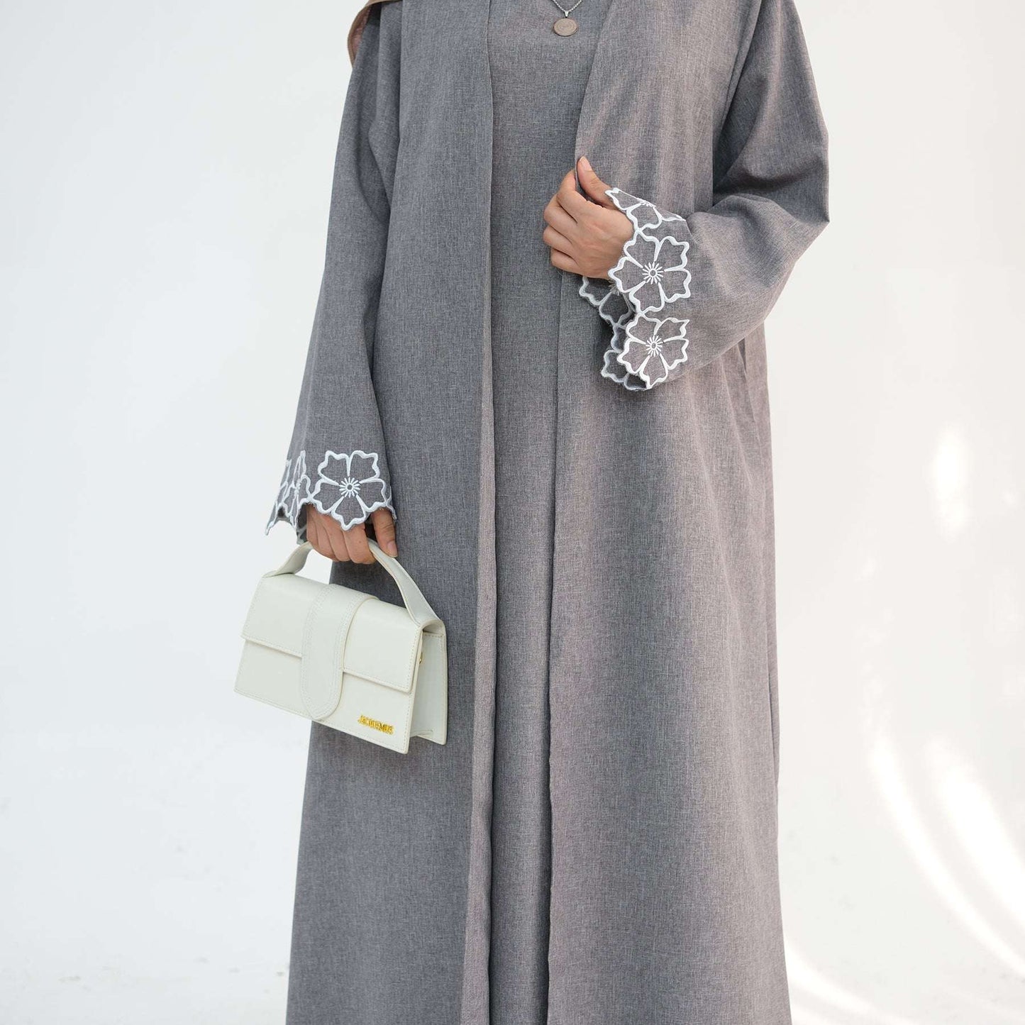 Noor Linen Abaya Set - Brown