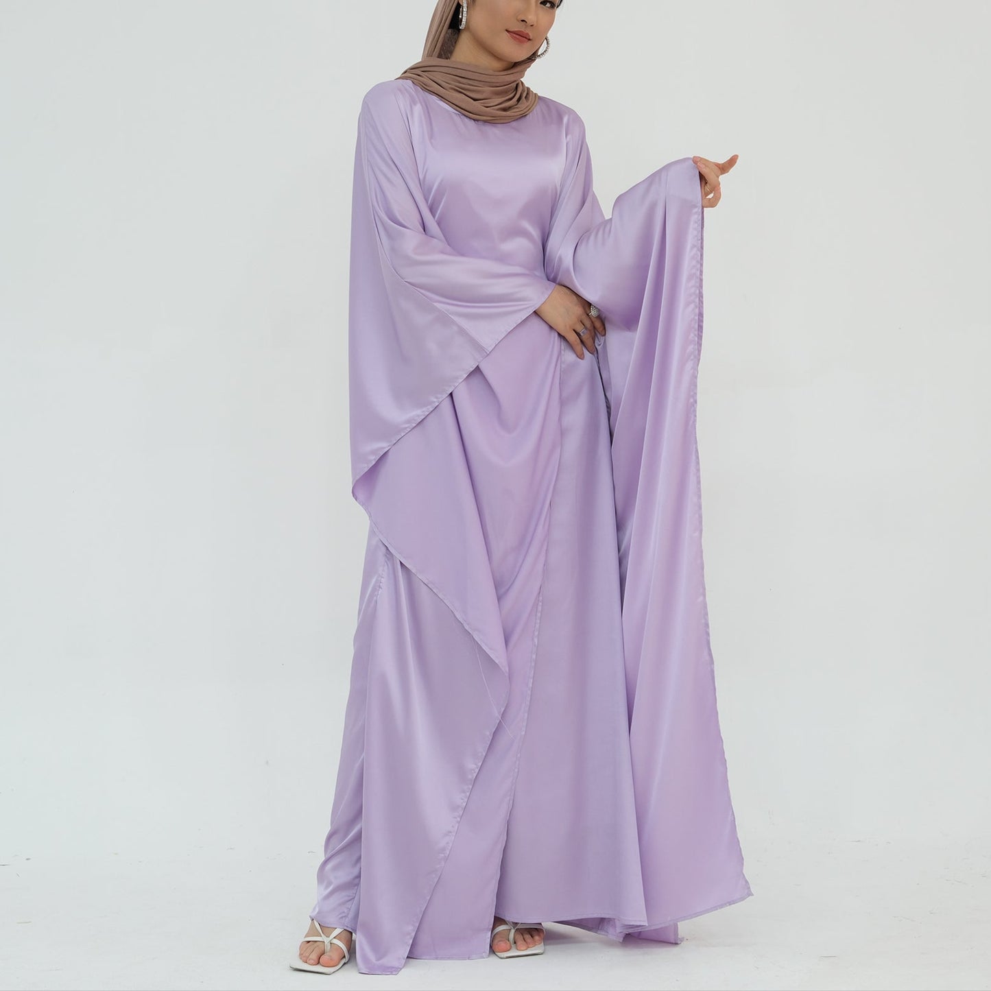 Luxury Silk Butterfly Abaya - Pink - Nour Modesty