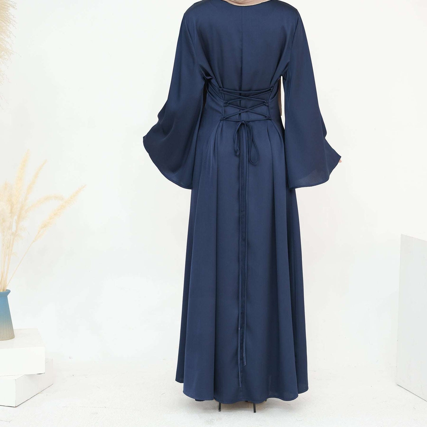 Luxury Long Satin Cape Dress