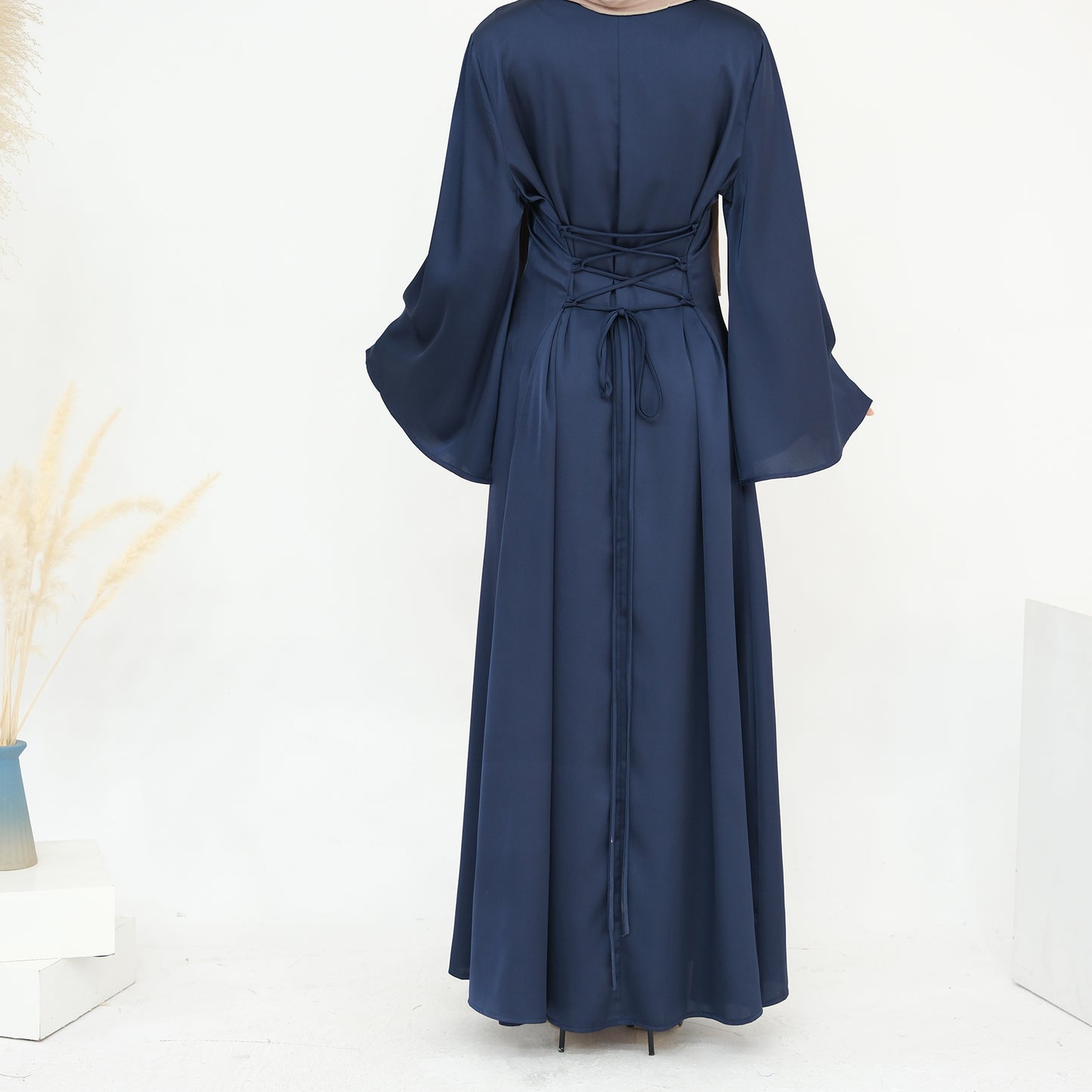 Luxury Long Satin Cape Dress - Nour Modesty