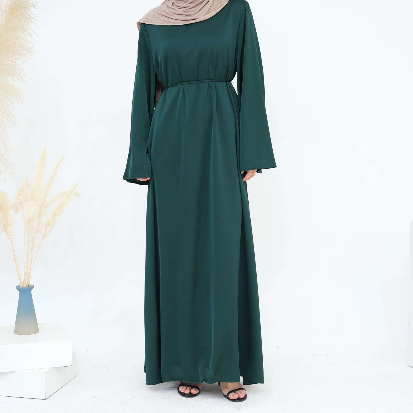 Luxury Long Satin Cape Dress