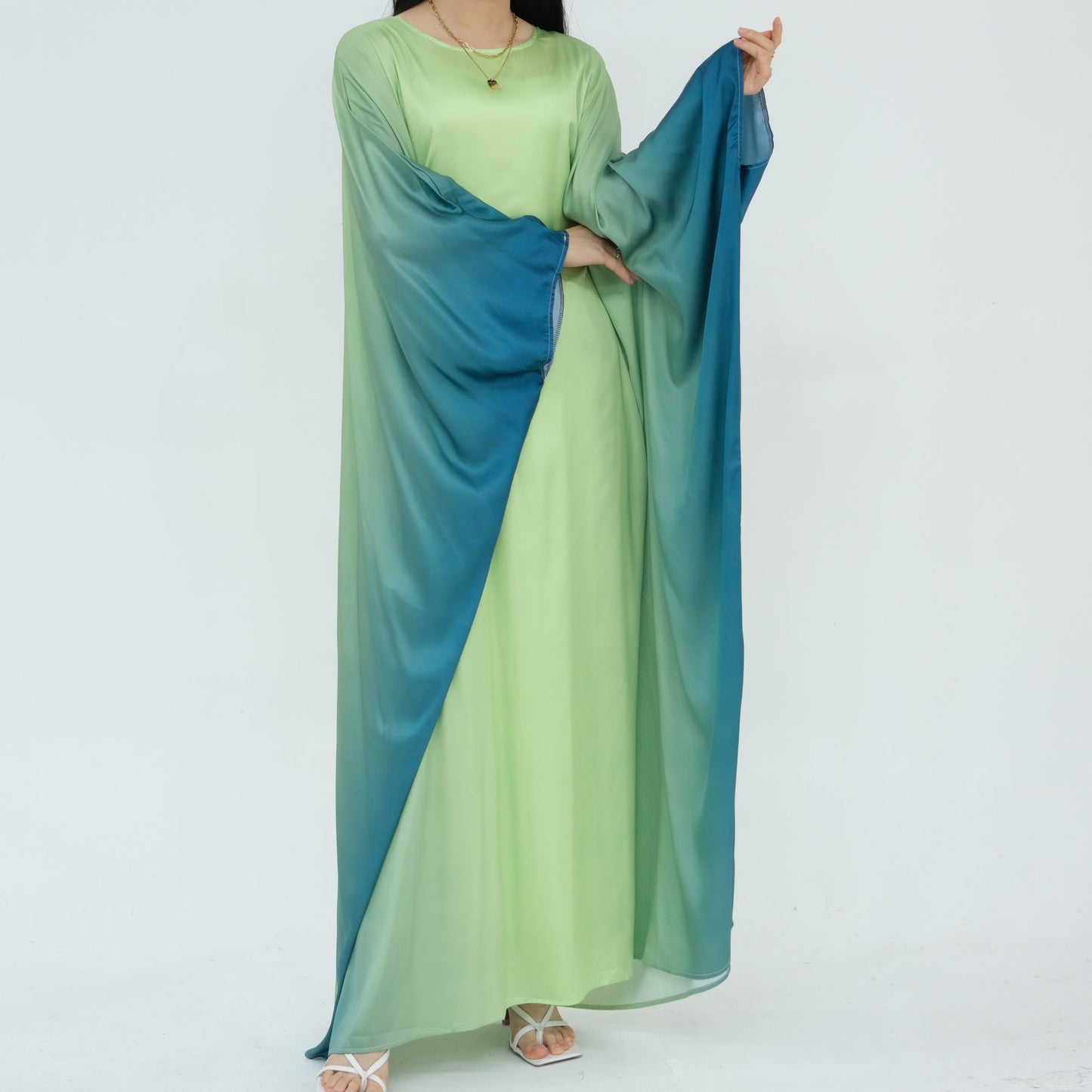 Luxury Ombre Butterfly Abaya - Blue - Nour Modesty