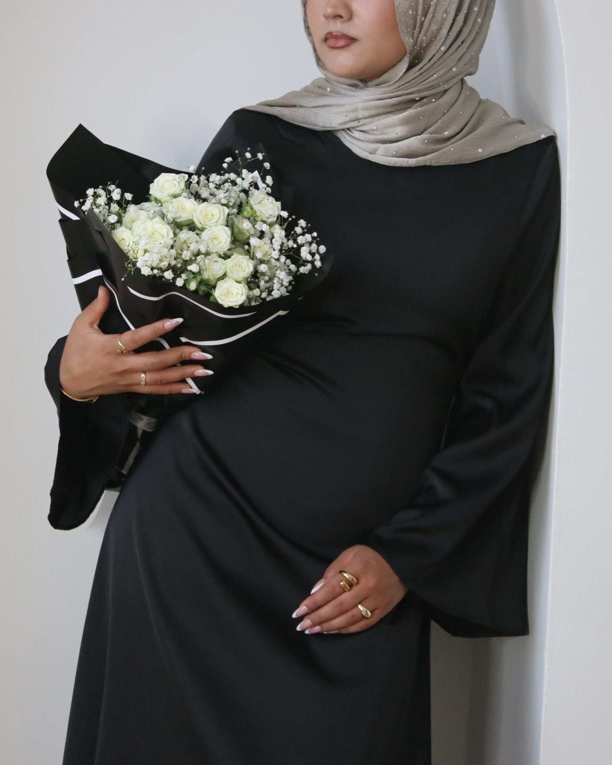 Luxury Long Satin Cape Dress