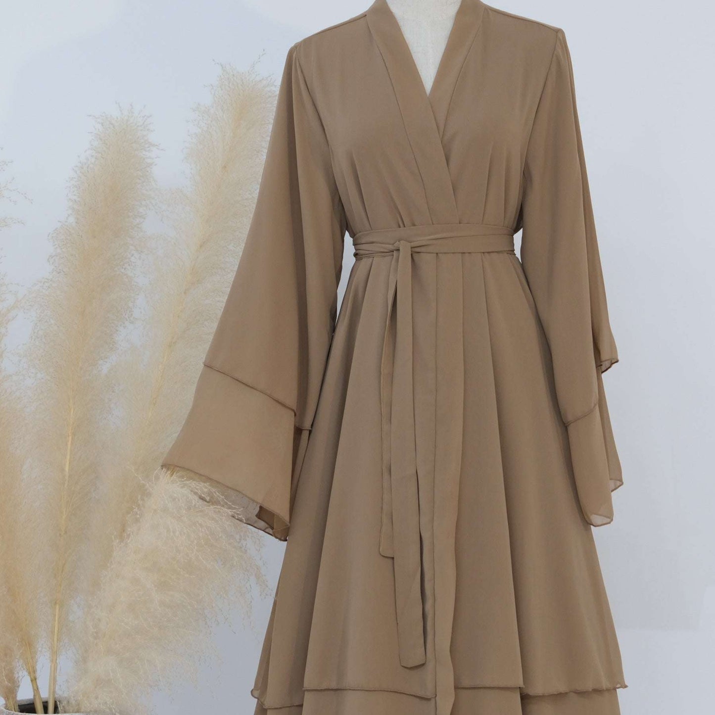Luxury Layered Open Abaya - Navy Blue