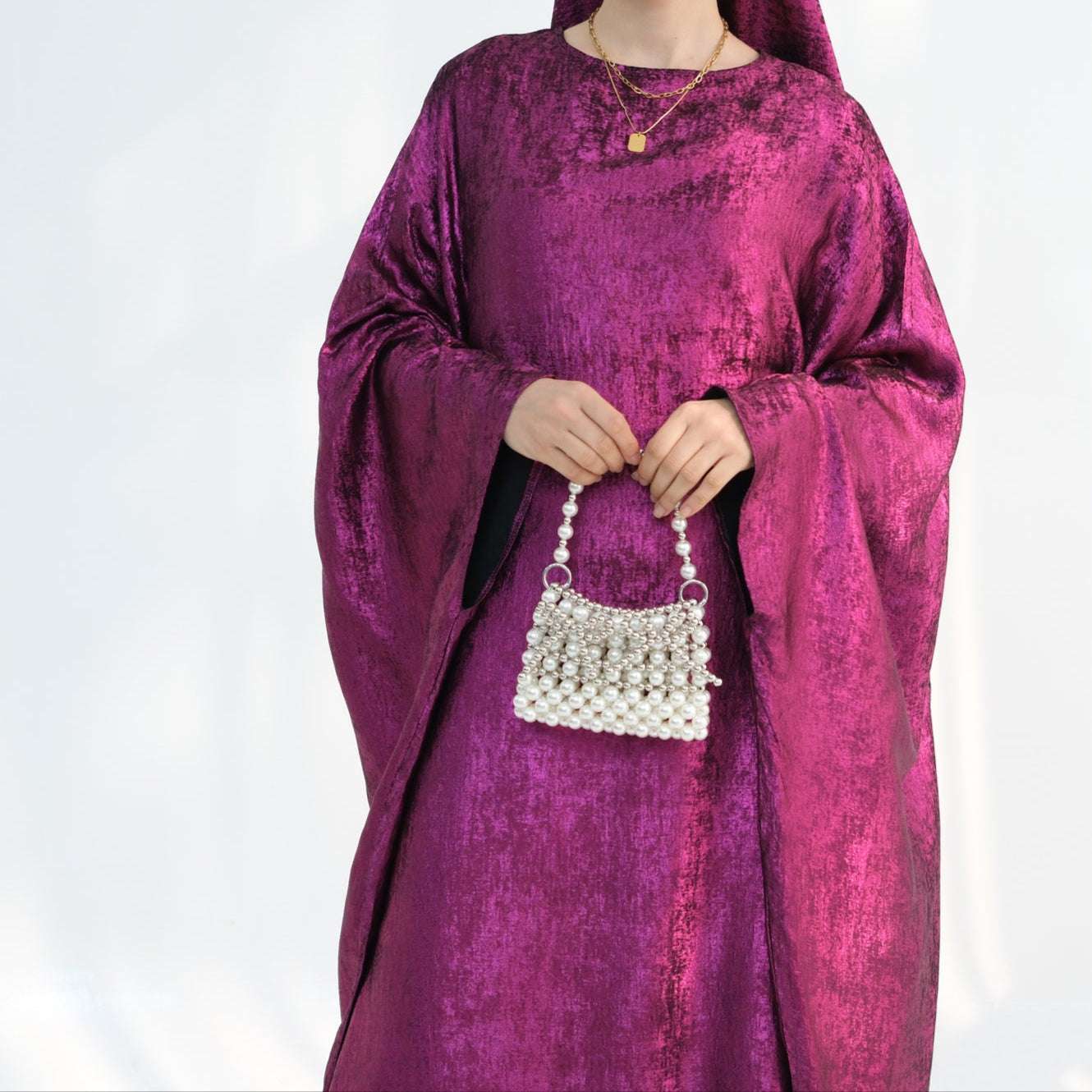 Luxury Butterfly Abaya - Rose Red