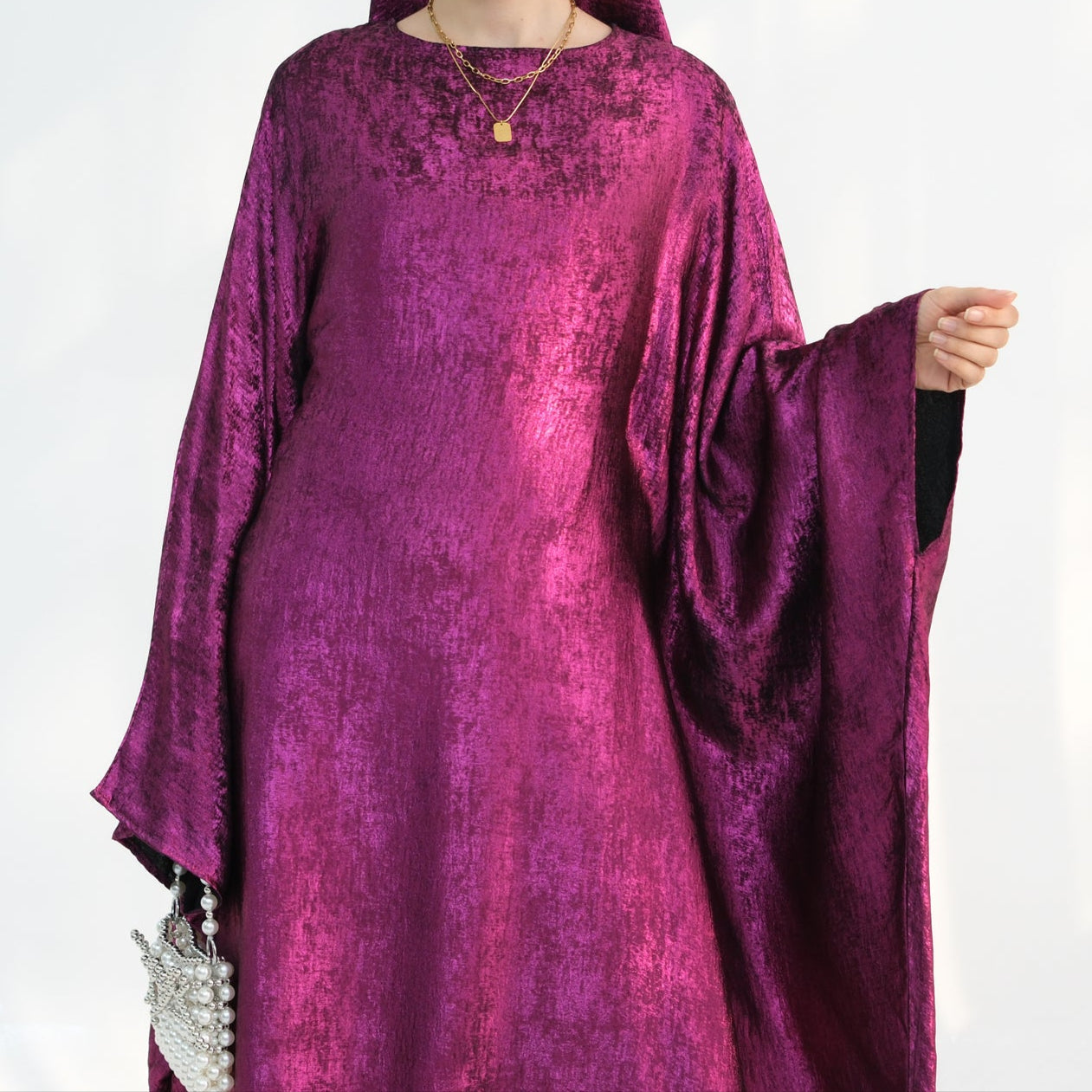 Luxury Butterfly Abaya - Silver - Nour Modesty