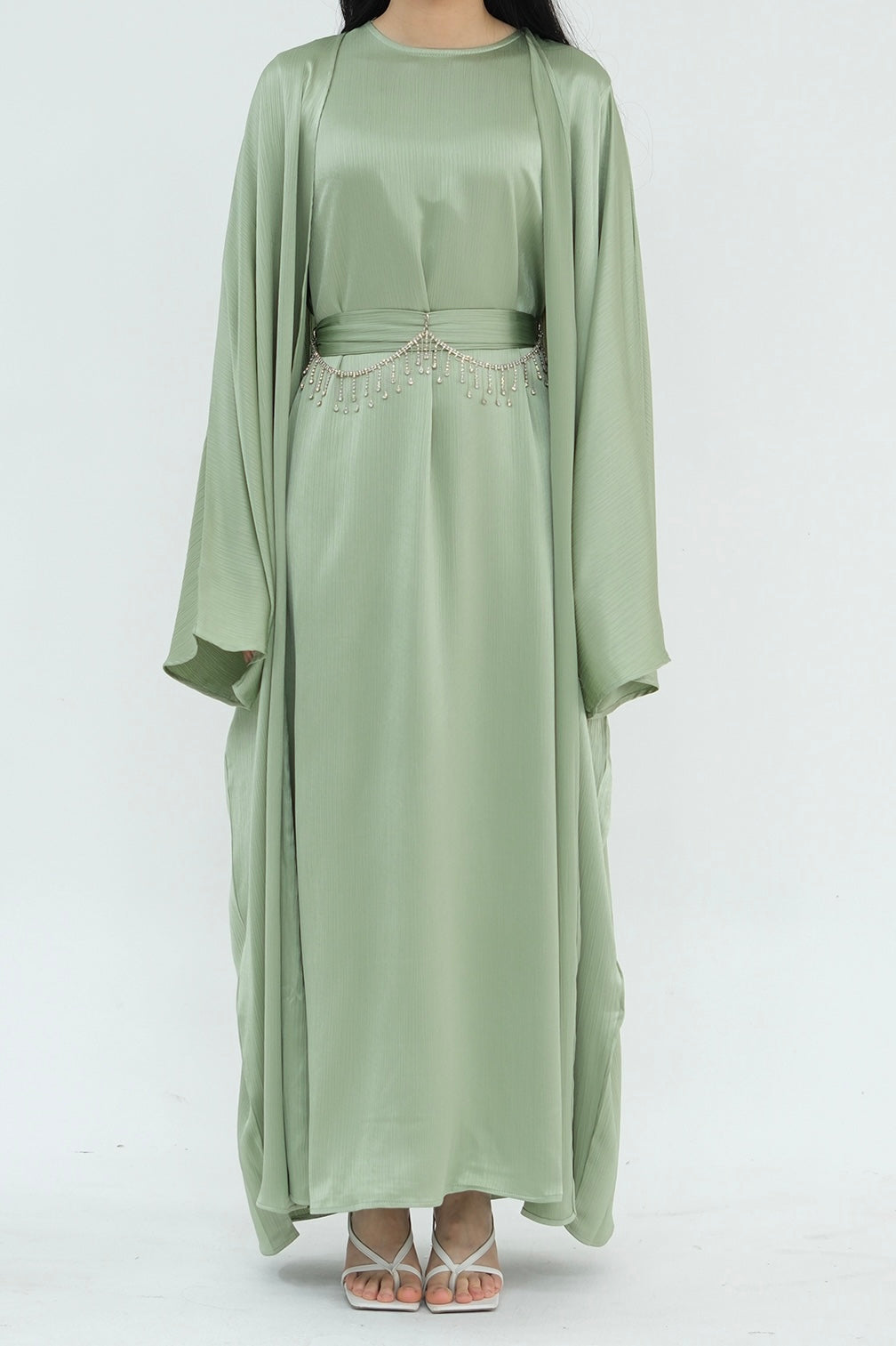 Luxury Silk Abaya Set - Black - Nour Modesty