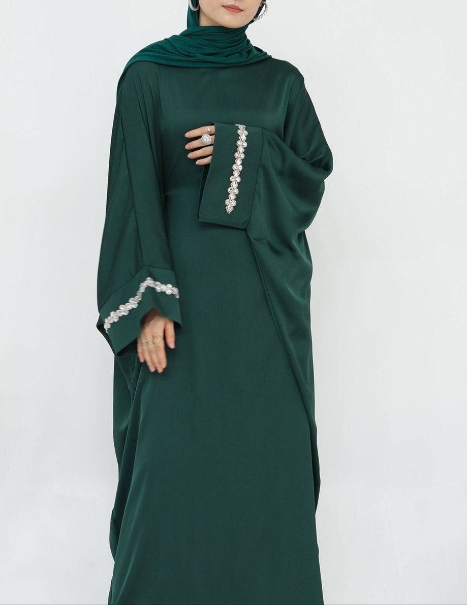 Butterfly Abaya Diamond - Emerald Green - Nour Modesty