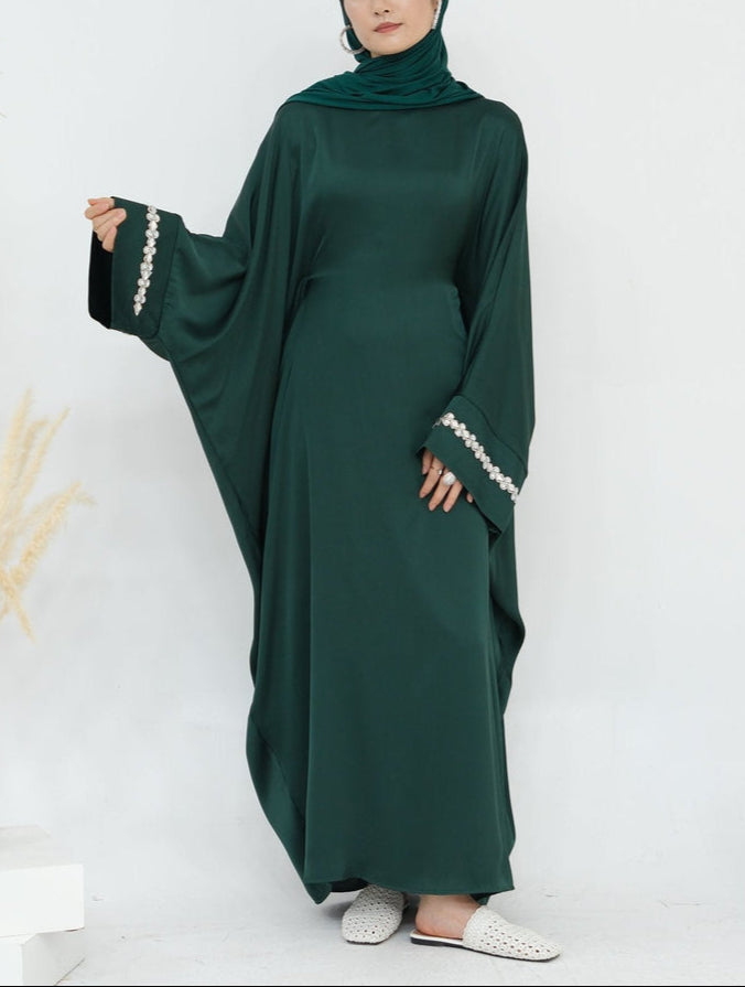 Butterfly Abaya Diamond - Emerald Green - Nour Modesty