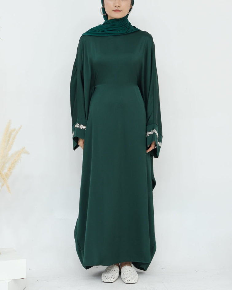 Butterfly Abaya Diamond - Emerald Green - Nour Modesty