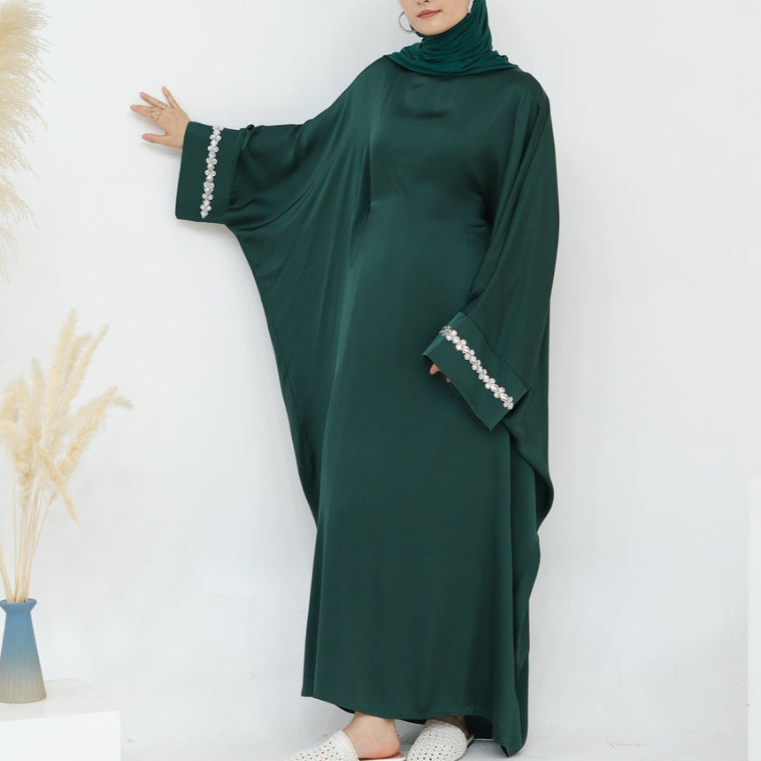 Butterfly Abaya Diamond - Emerald Green - Nour Modesty