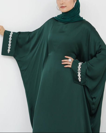 Butterfly Abaya Diamond - Emerald Green - Nour Modesty
