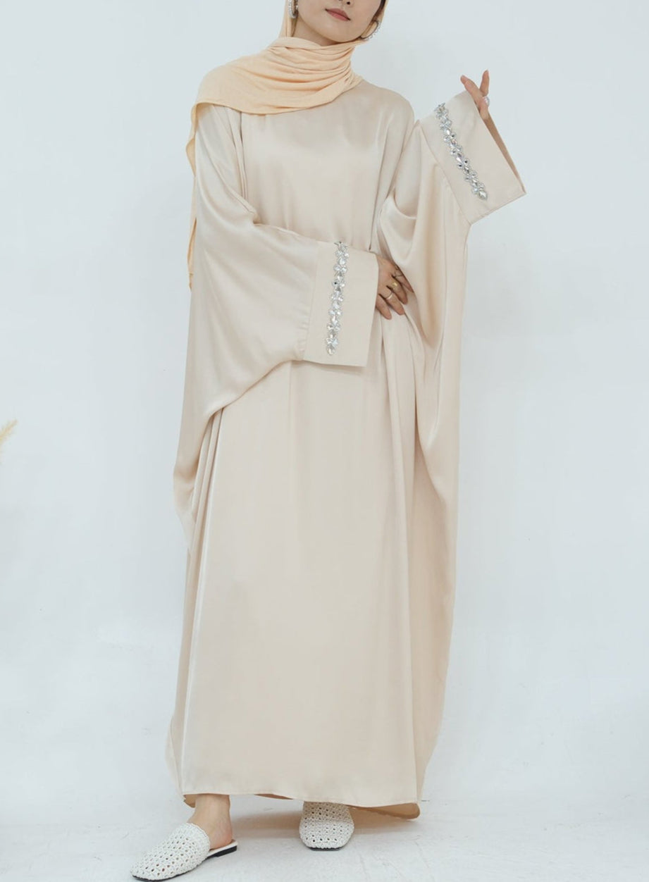 Butterfly Abaya Diamond - Cream - Nour Modesty