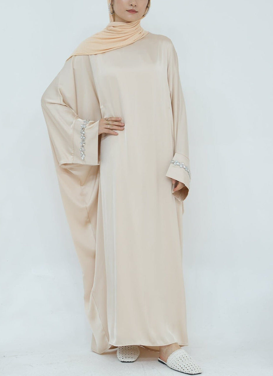 Butterfly Abaya Diamond - Cream - Nour Modesty