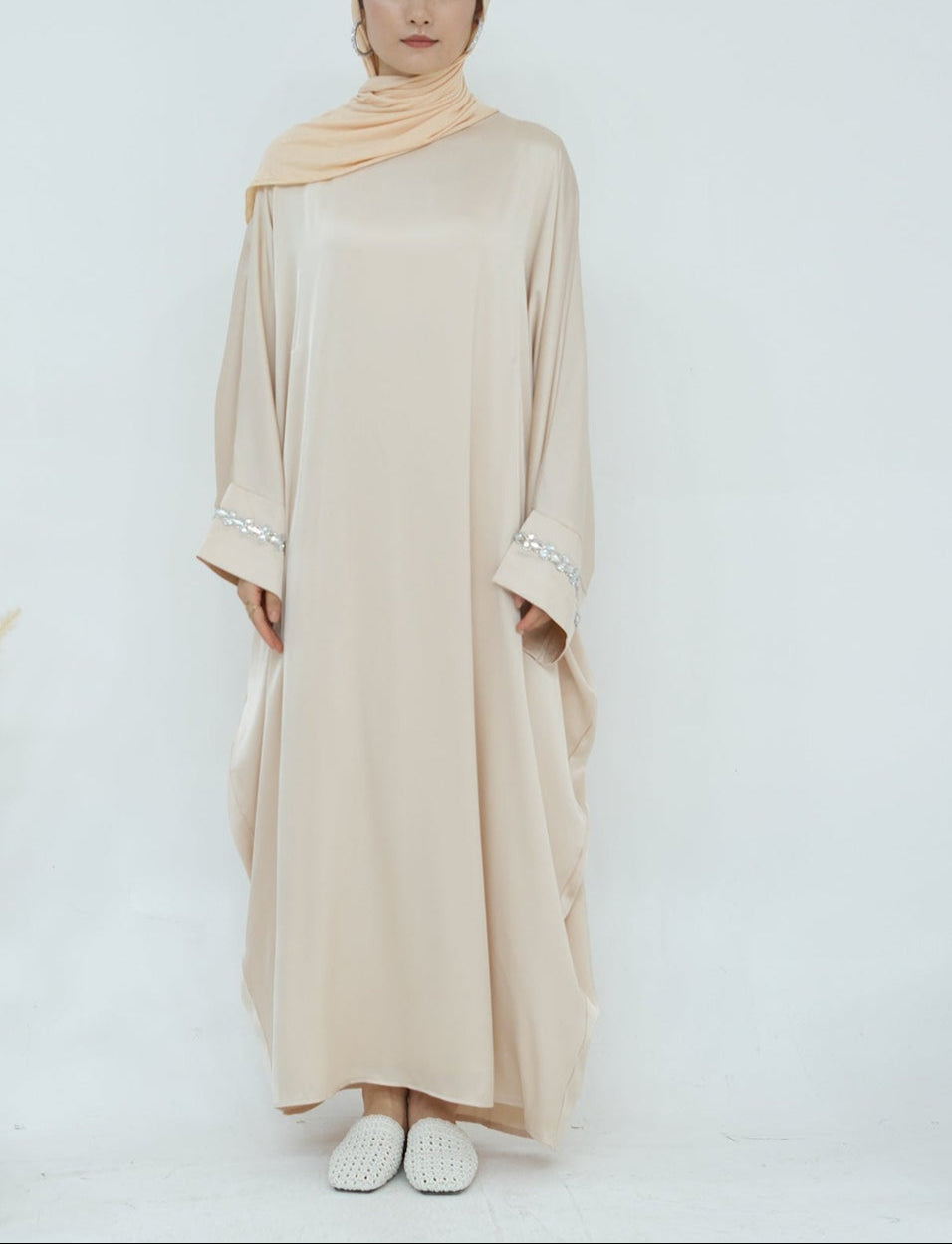Butterfly Abaya Diamond - Cream - Nour Modesty