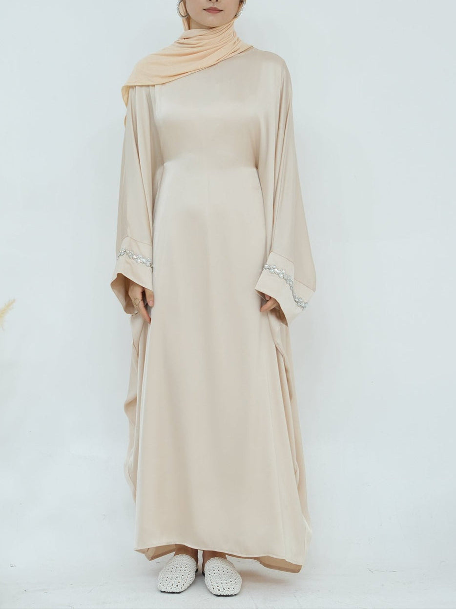 Butterfly Abaya Diamond - Cream - Nour Modesty