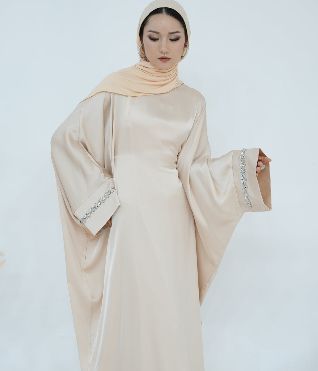 Butterfly Abaya Diamond - Cream - Nour Modesty