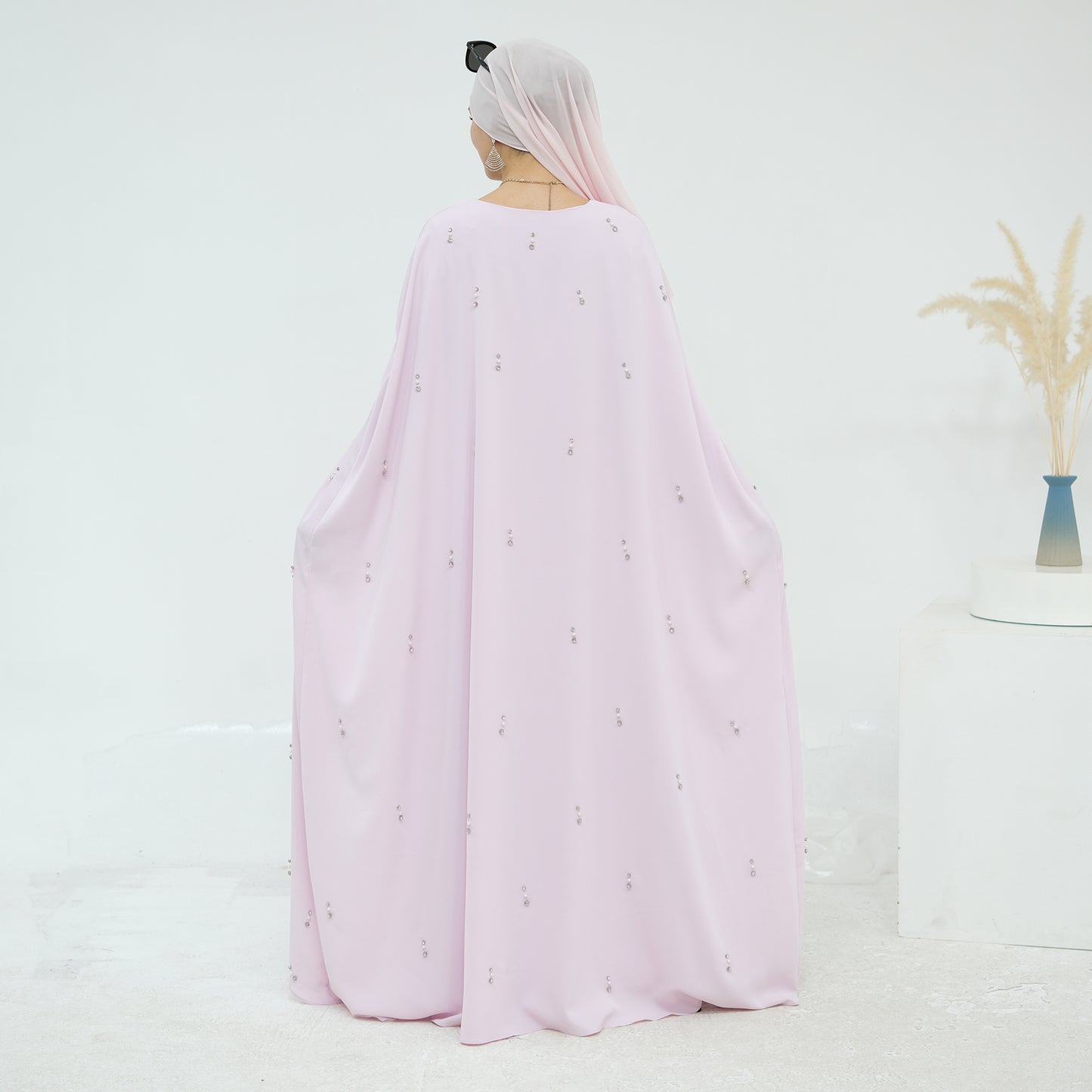 Pink Cape Modest Maxi Dress