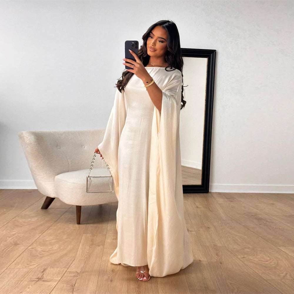 Shimmer Butterfly Abaya Cream