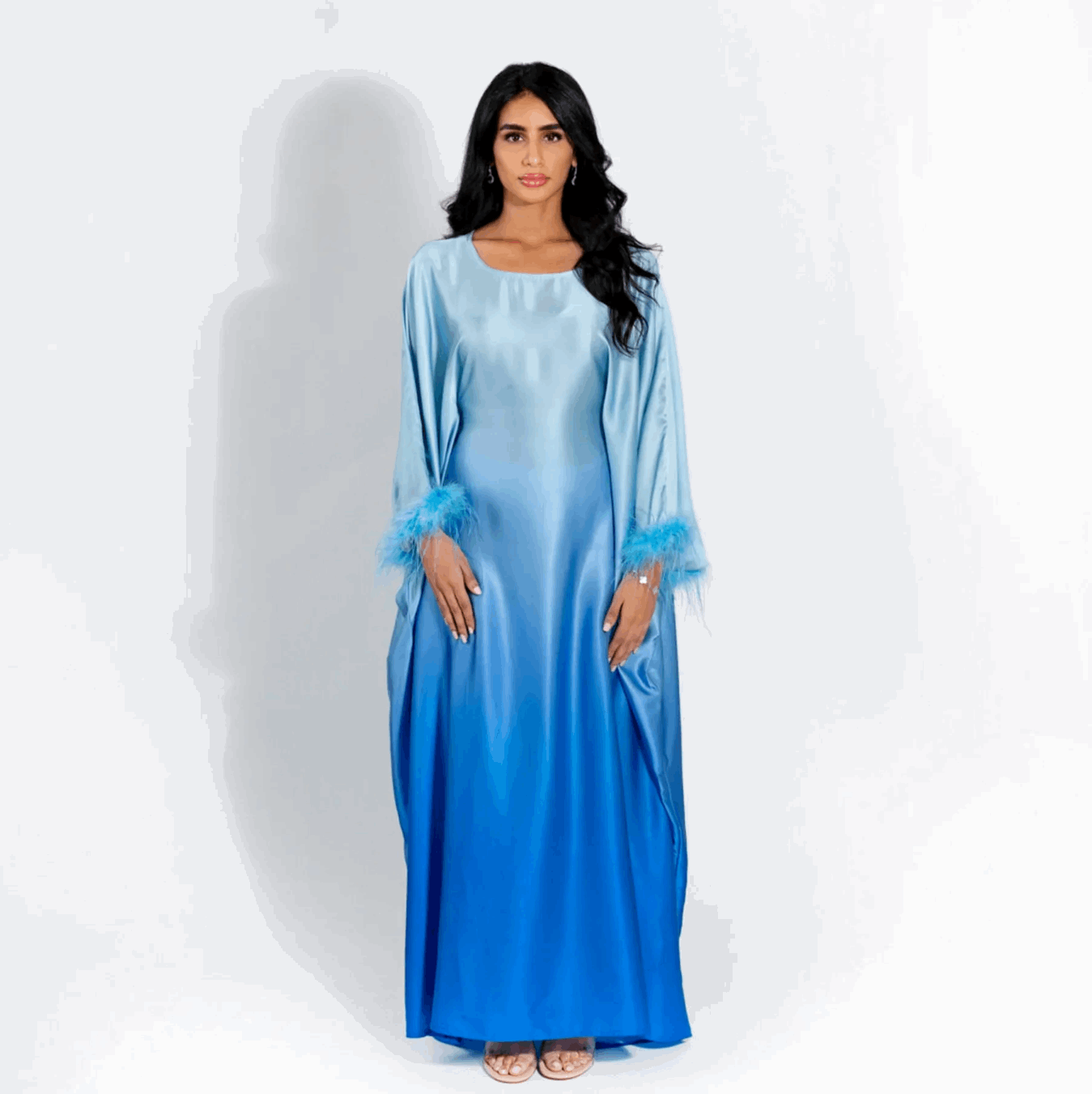 Ombre Silk Butterfly Abaya - Black