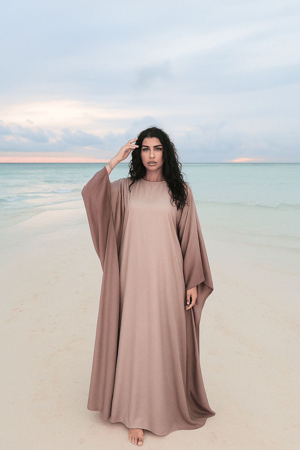 Luxury Ombre Butterfly Abaya - Pink