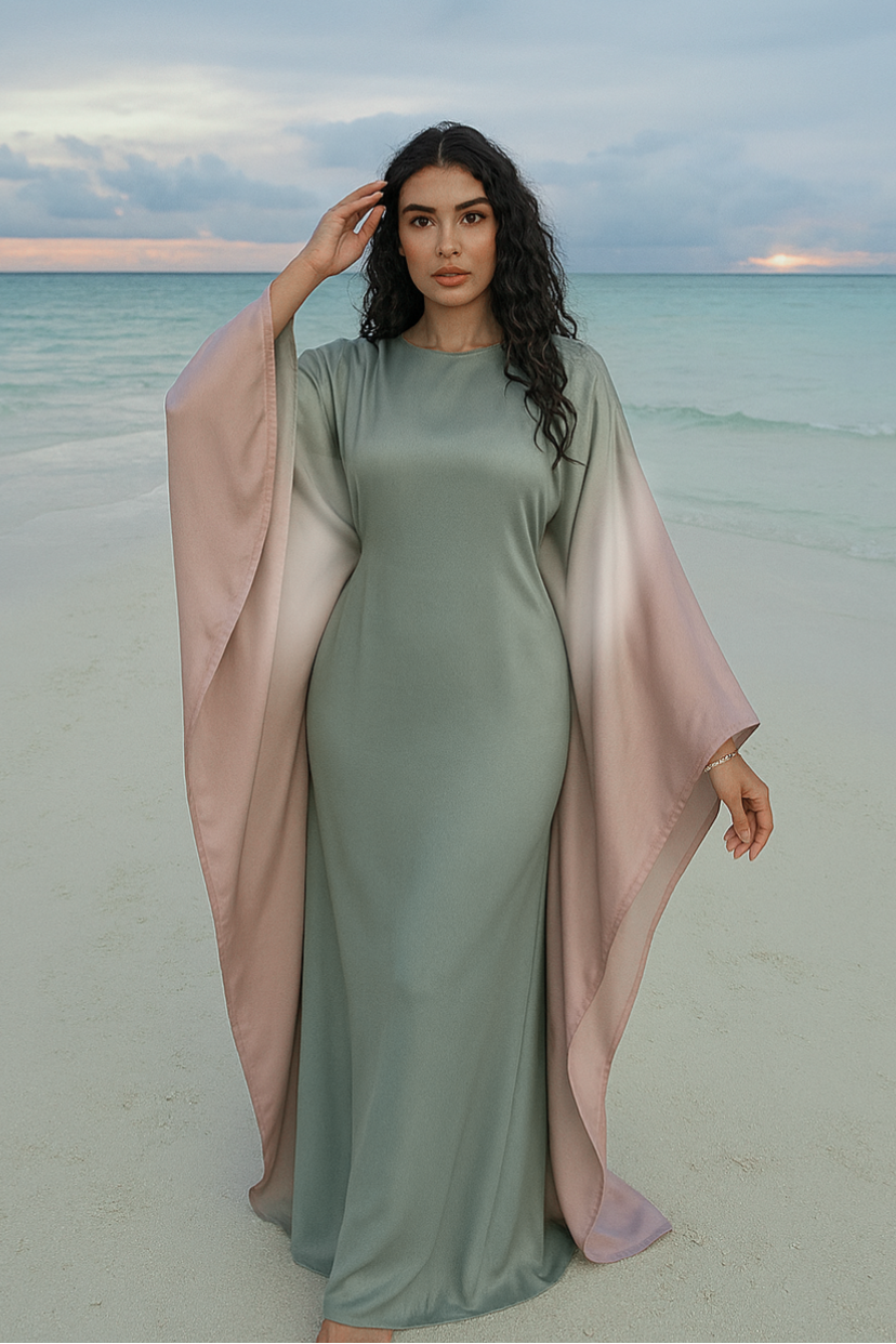 Luxury Ombre Butterfly Abaya - Pink