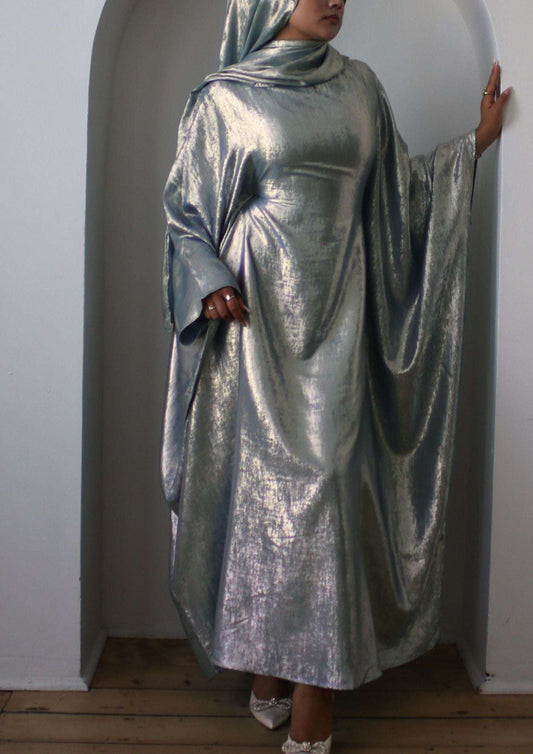 Luxury Butterfly Abaya - Light Blue
