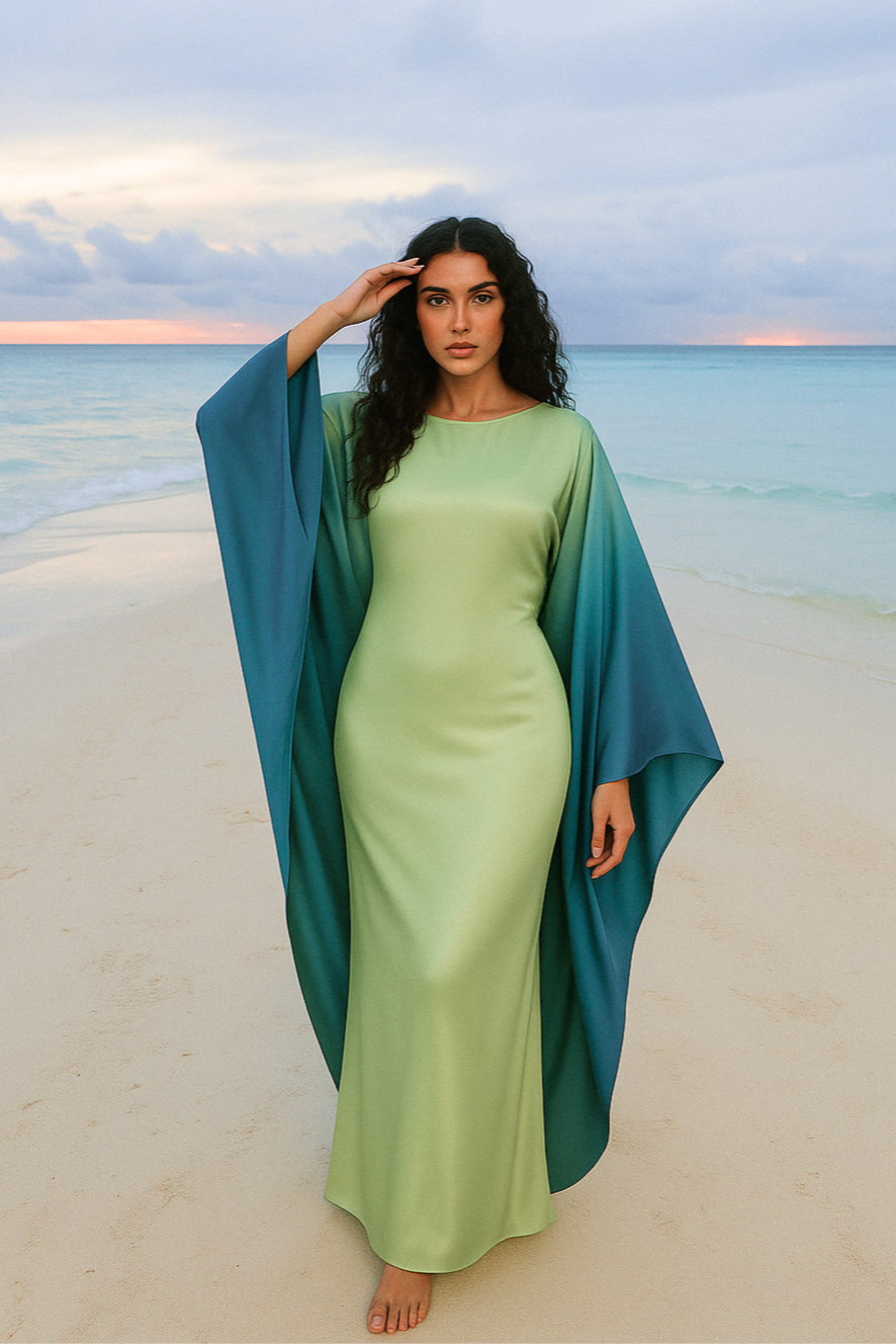 Luxury Ombre Butterfly Abaya - Pink