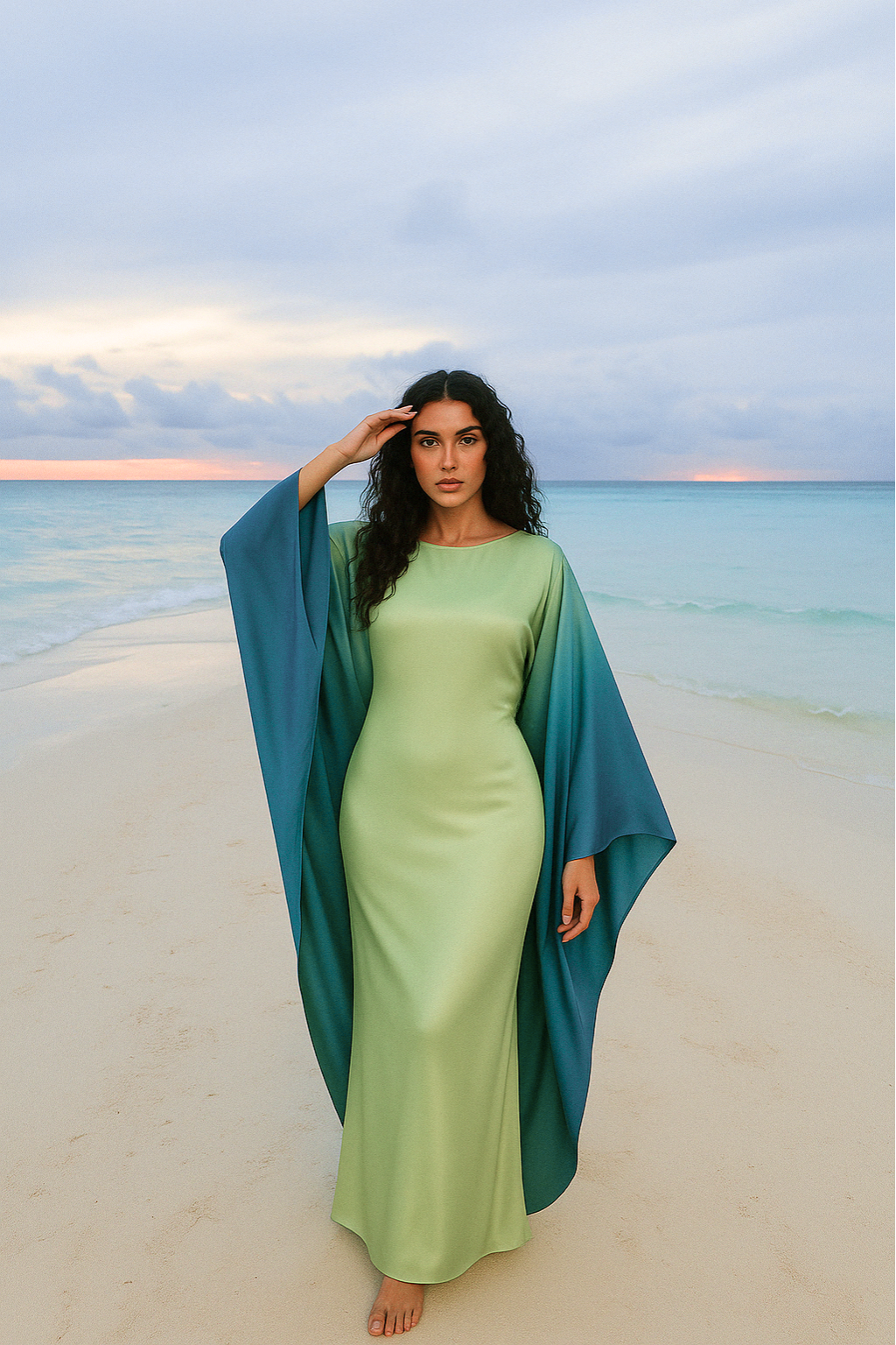 Luxury Ombre Butterfly Abaya - Green - Nour Modesty