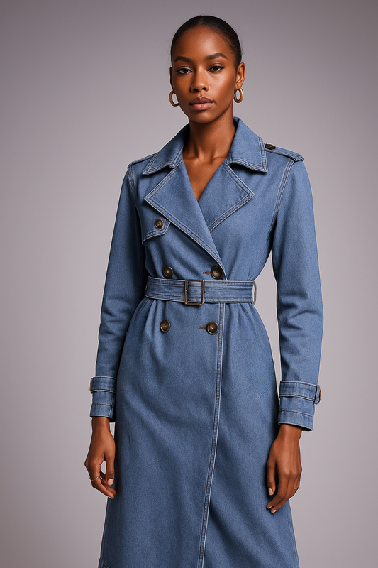 Womans Denim Trench Coat