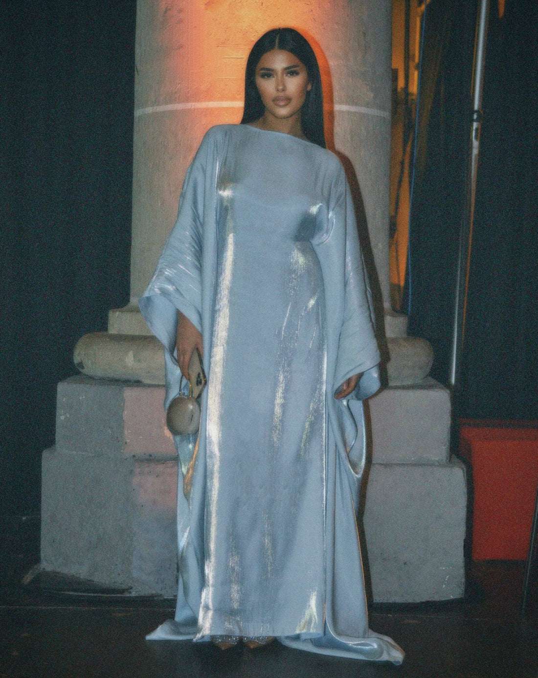 Shimmer Butterfly Abaya Cream