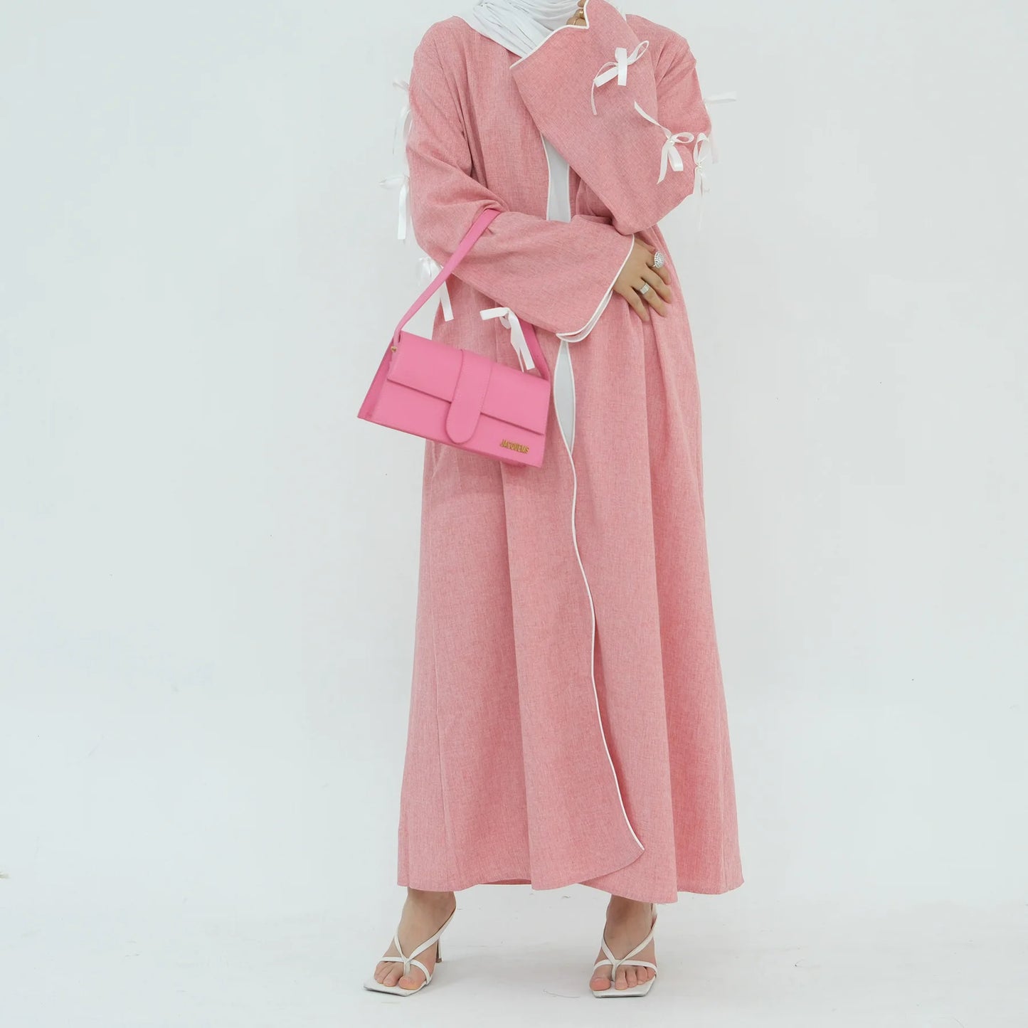 Blue - Bow Open Abaya - Nour Modesty