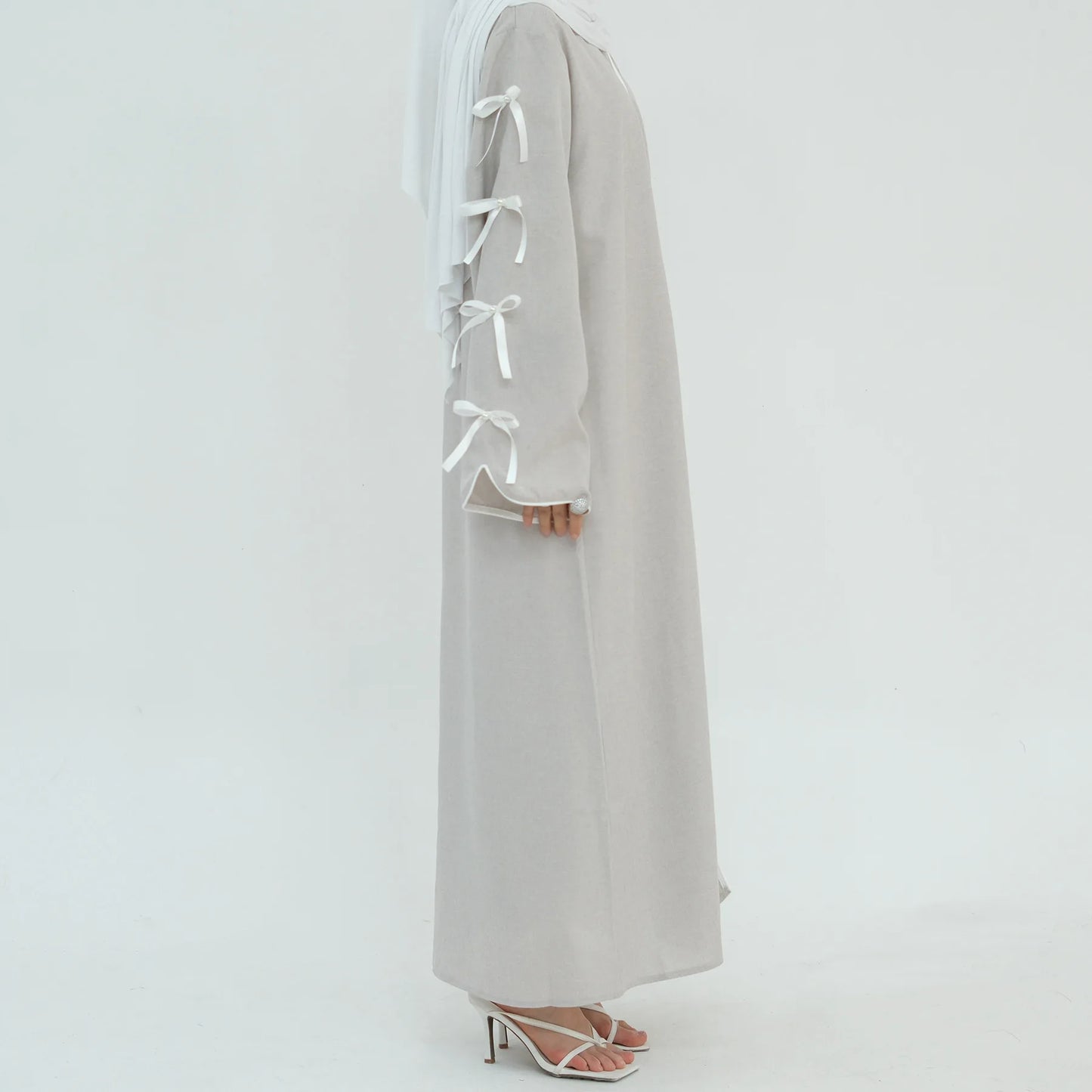 Blue - Bow Open Abaya - Nour Modesty