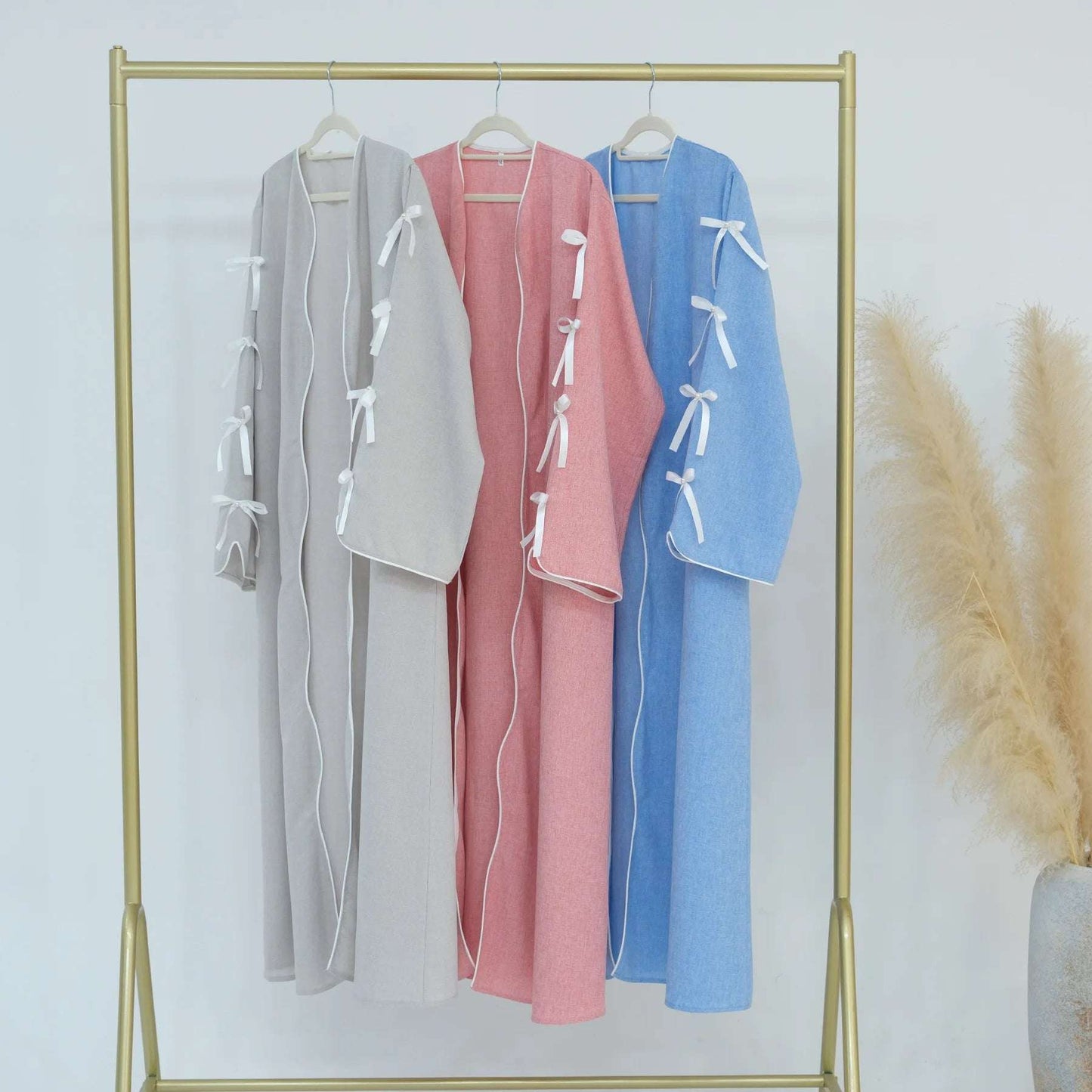 Blue - Bow Open Abaya