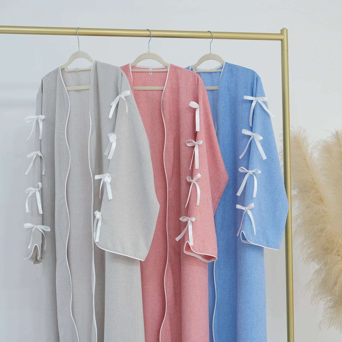 Blue - Bow Open Abaya