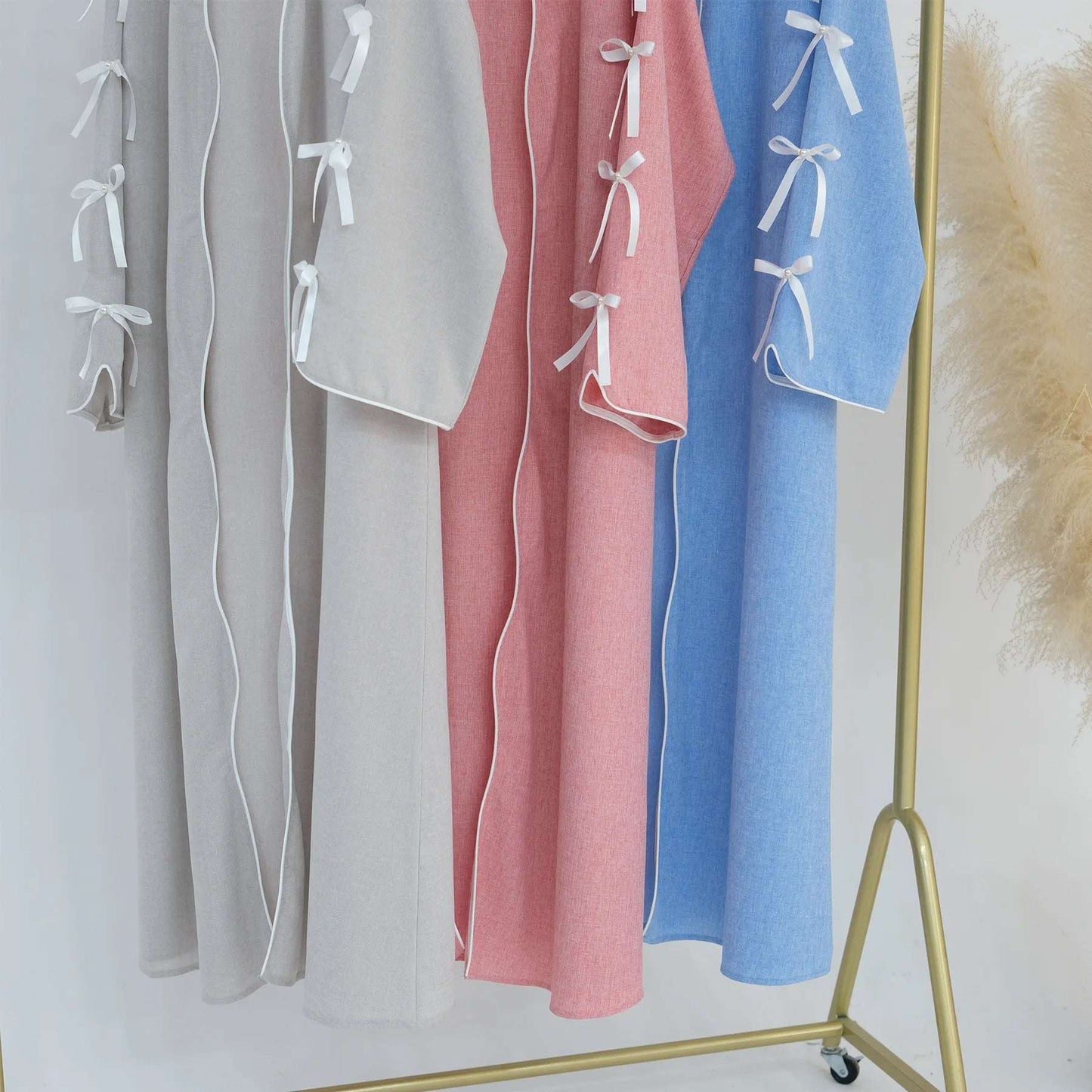 Blue - Bow Open Abaya