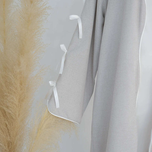 Gray Bow Open Abaya