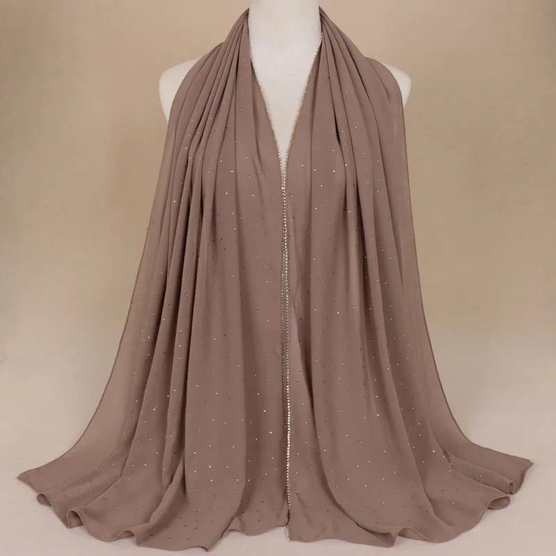 Rhinestone Luxury Hijab - Green - Nour Modesty