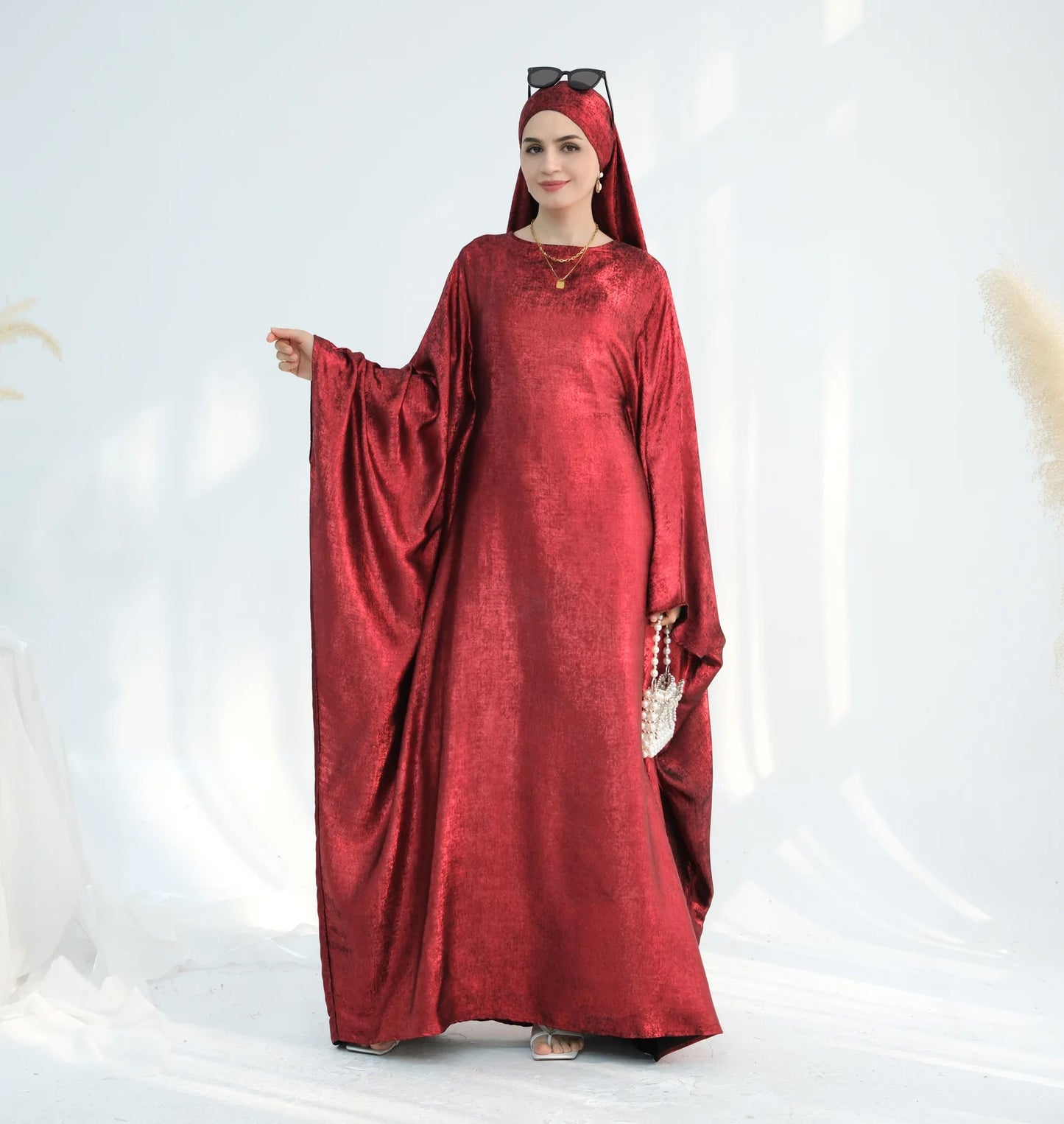 Luxury Butterfly Abaya - Rose Red - Nour Modesty
