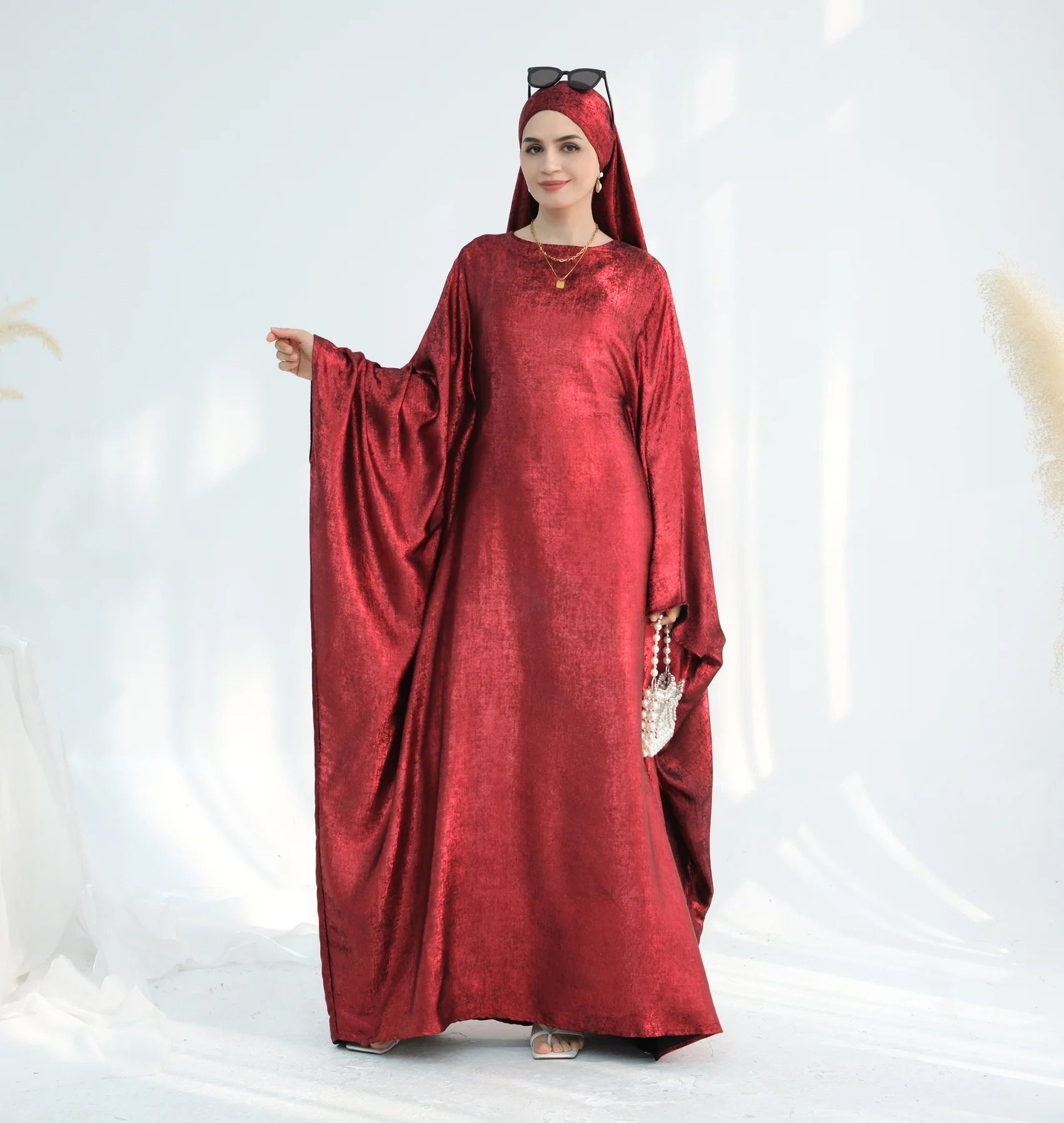 Luxury Butterfly Abaya - Rose Red - Nour Modesty