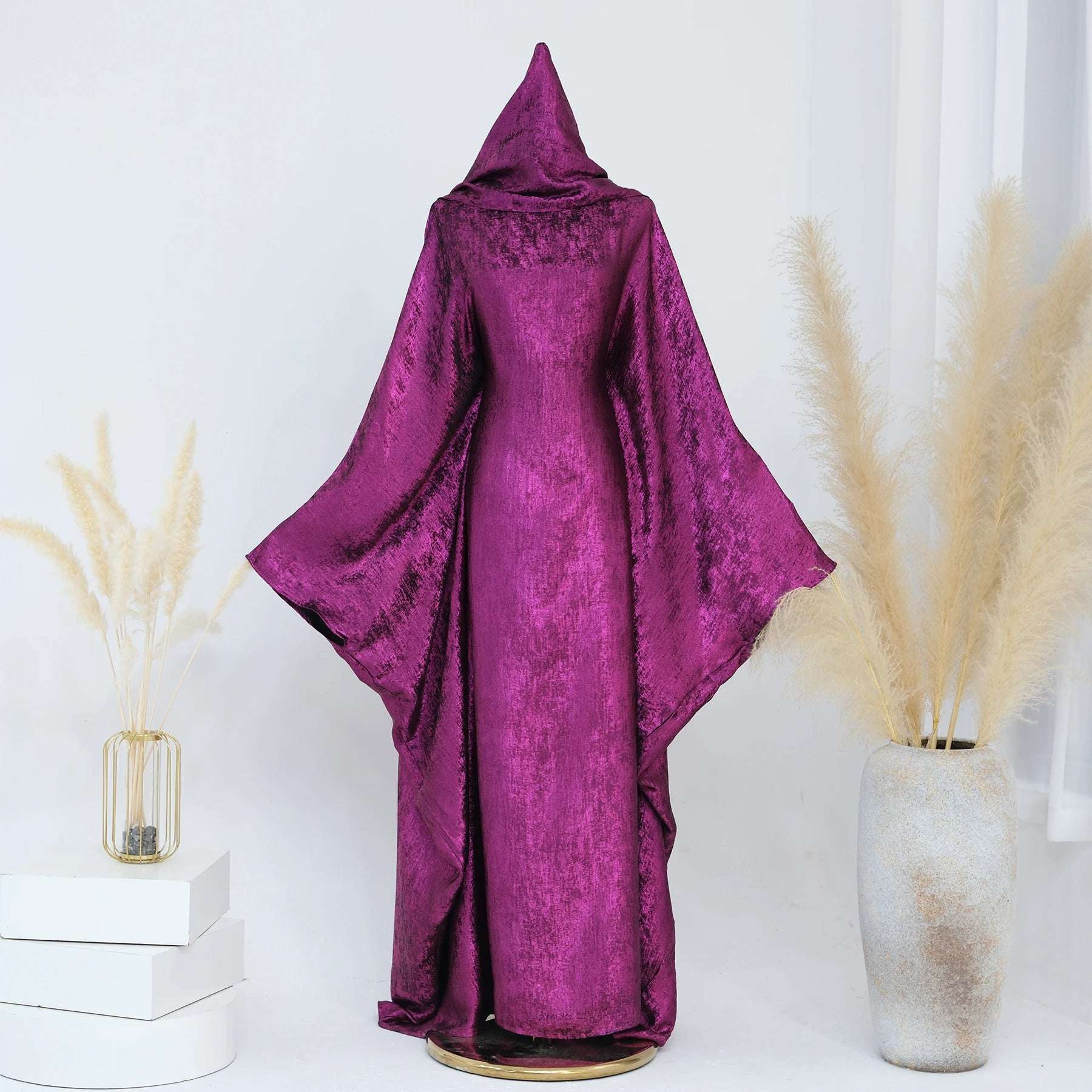 Luxury Butterfly Abaya - Rose Red