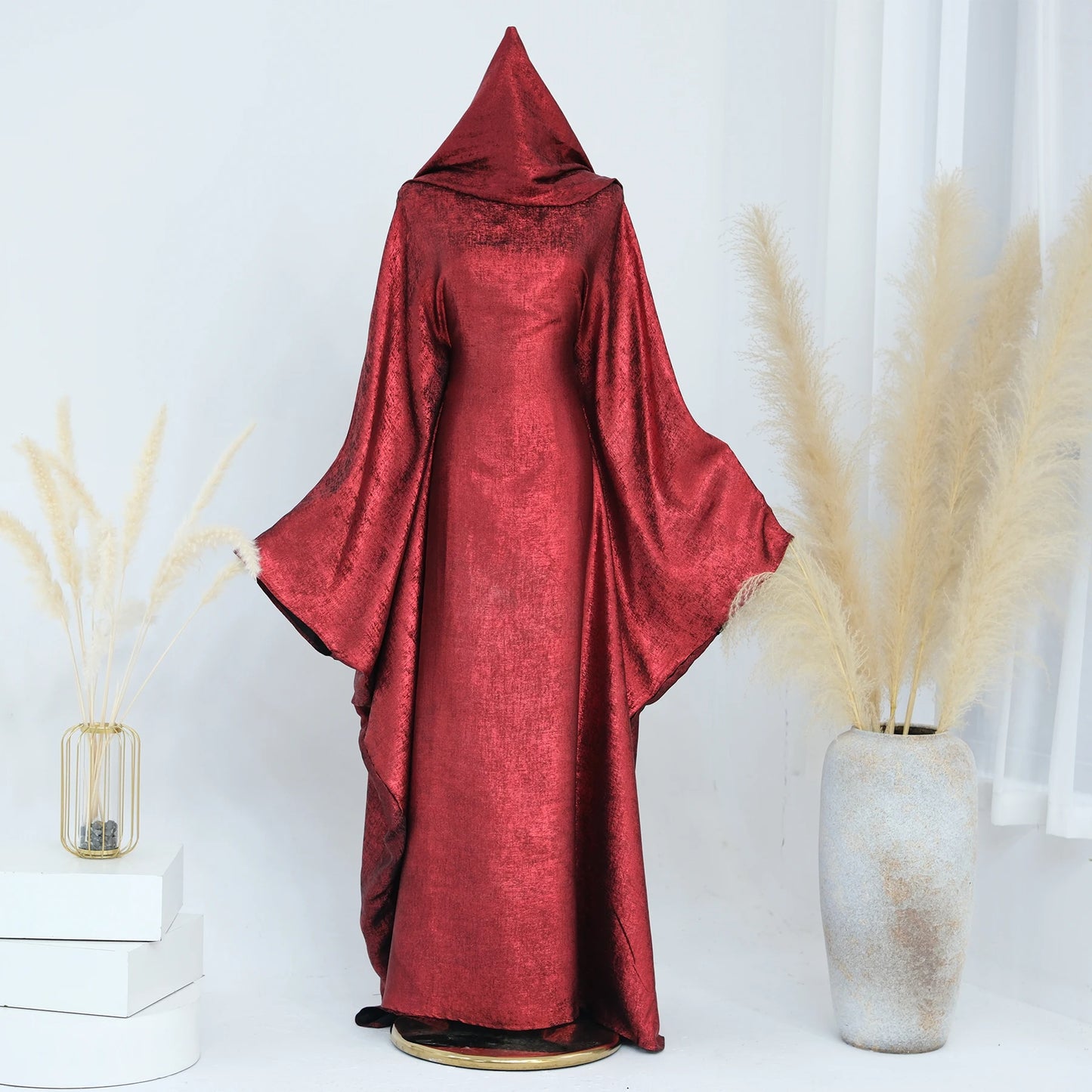 Luxury Butterfly Abaya - Rose Red - Nour Modesty