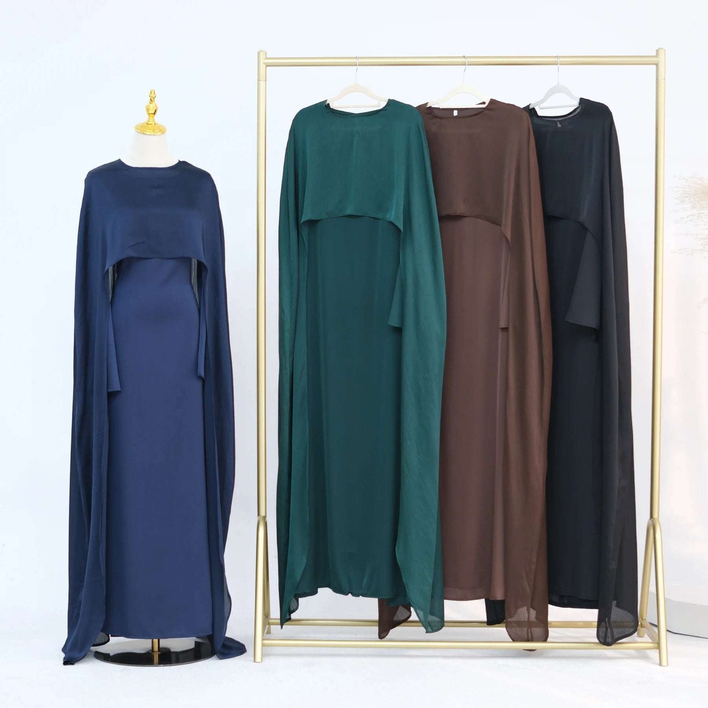 Luxury Long Satin Cape Dress