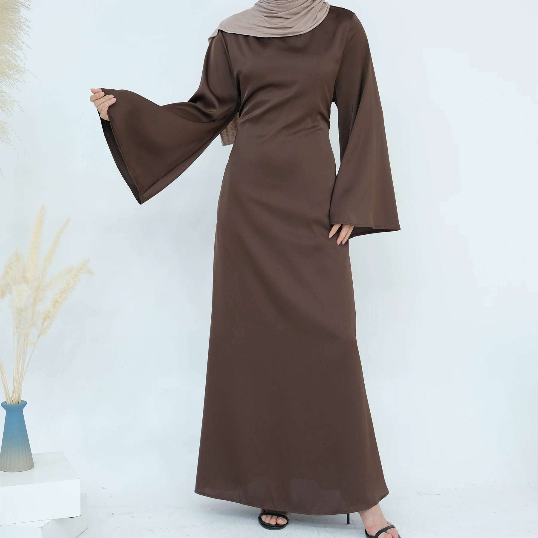 Luxury Long Satin Cape Dress